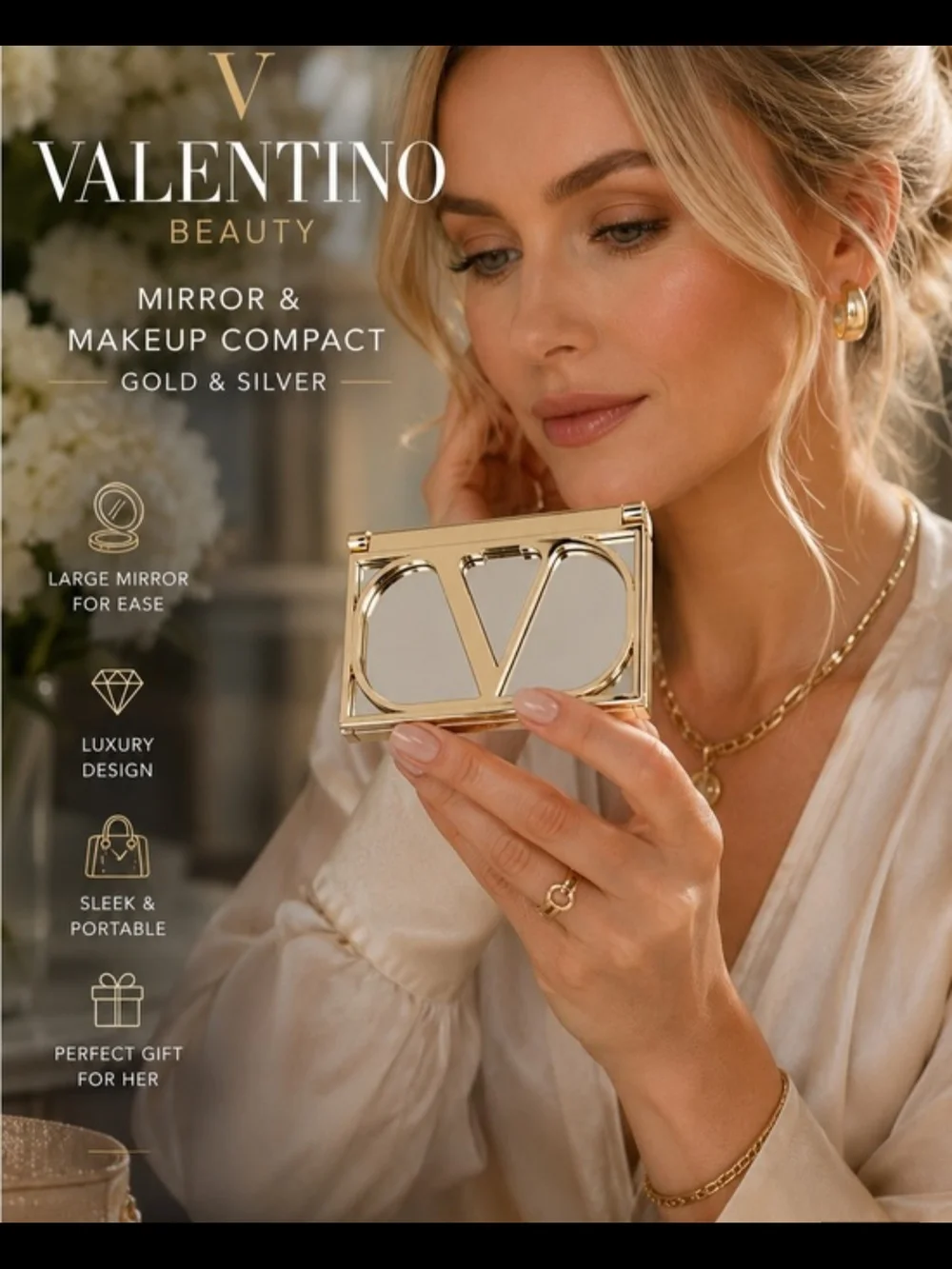 Valentino Gold & Silver Compact Mirror